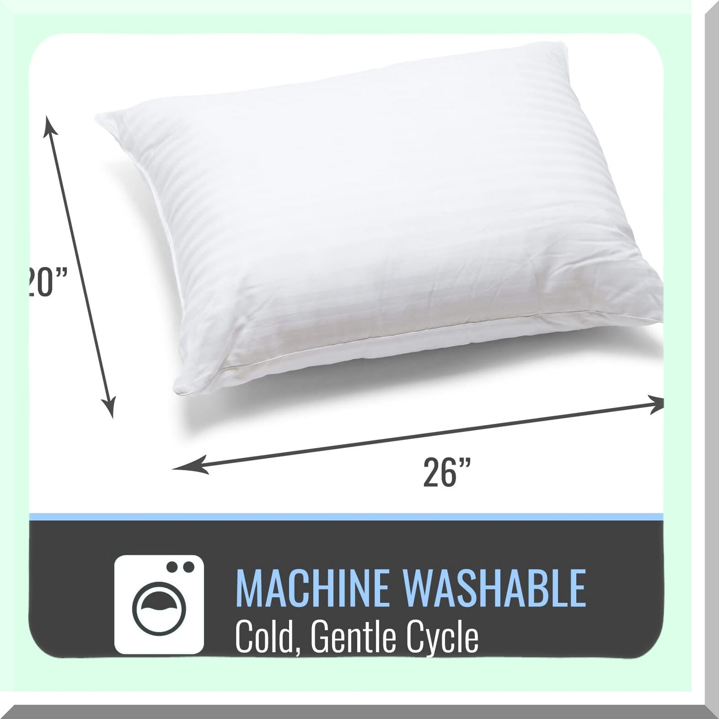 CoolBreeze Allergy-Free Pillow - Machine Washable, 20" x 26, Polyester Fill, Hotel-Grade, USA Made - Hypoallergenic Fiber for Cooling Comfort