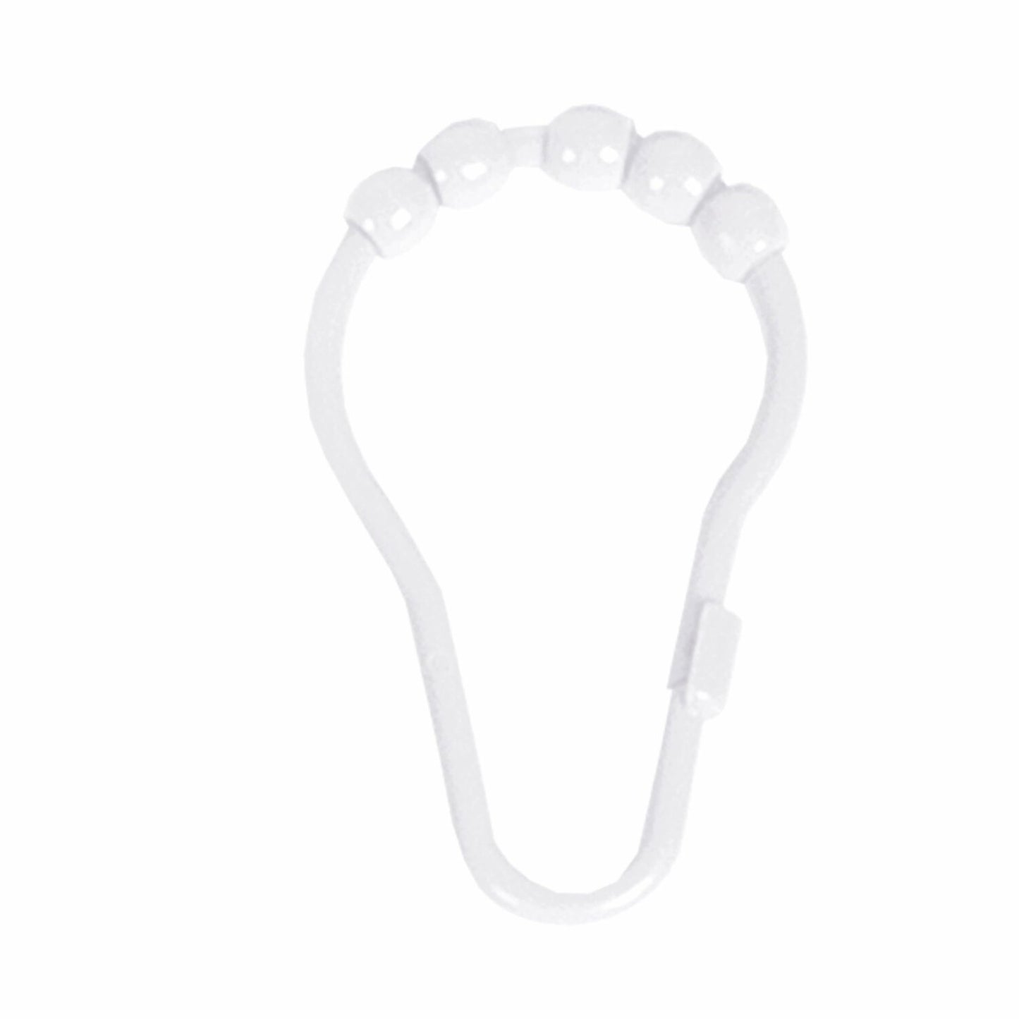 Set of 12 White Plastic Beaded Shower Curtain Rings