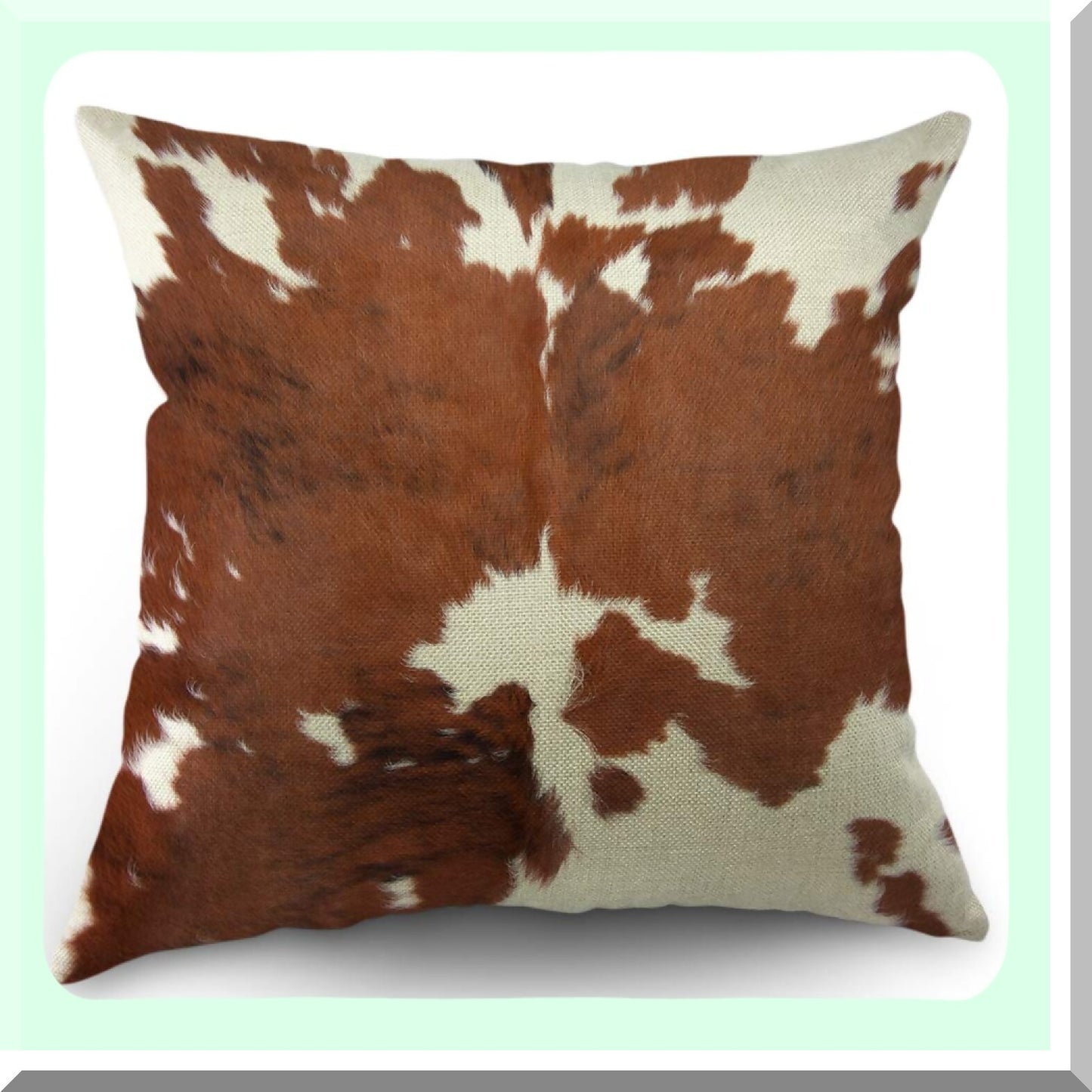 Farmhouse Chic Cowhide Print Decorative Pillow Cover - 18x18 Inch Square Cushion Case for Sofa & Bedroom Decor - Brown Cow Animal Theme Cotton Linen Throw Pillow Case