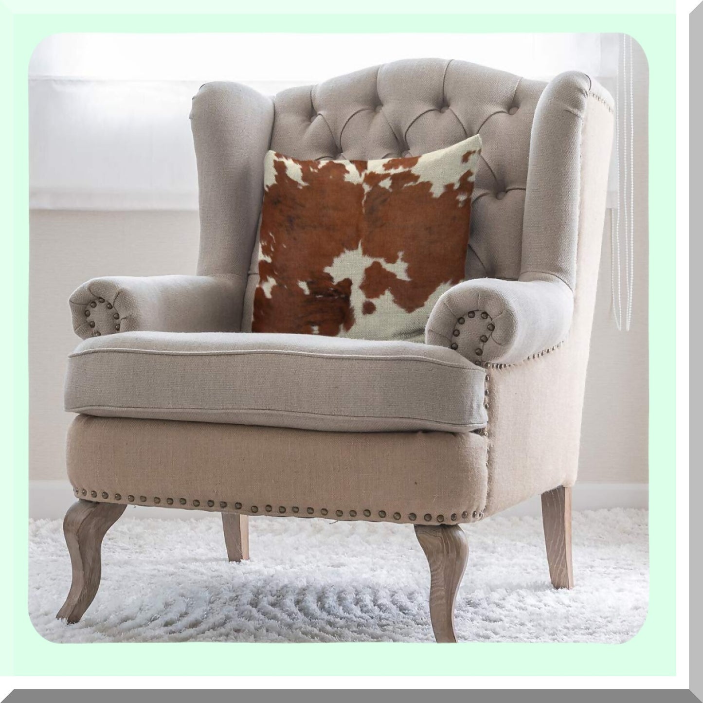 Farmhouse Chic Cowhide Print Decorative Pillow Cover - 18x18 Inch Square Cushion Case for Sofa & Bedroom Decor - Brown Cow Animal Theme Cotton Linen Throw Pillow Case