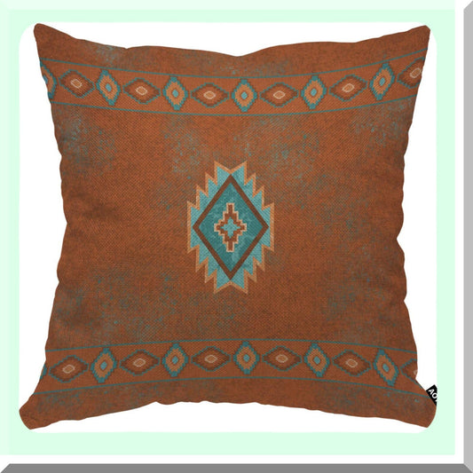 Canyon Diamond Tribal Throw Pillow - Vintage Zigzag Retro Marble Geometric Grain Cushion Cover for Home Decor - 18x18 Inch - Men Women Boy Girl Room