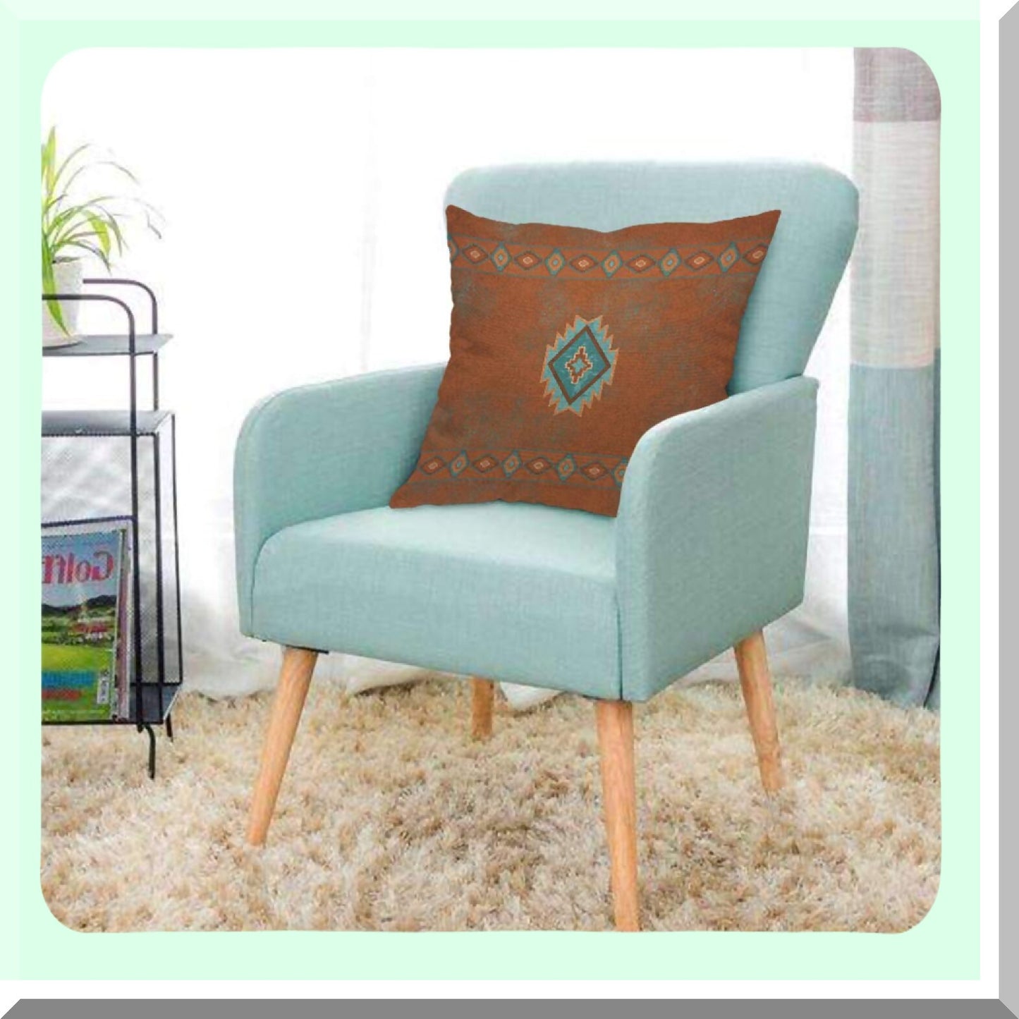 Canyon Diamond Tribal Throw Pillow - Vintage Zigzag Retro Marble Geometric Grain Cushion Cover for Home Decor - 18x18 Inch - Men Women Boy Girl Room