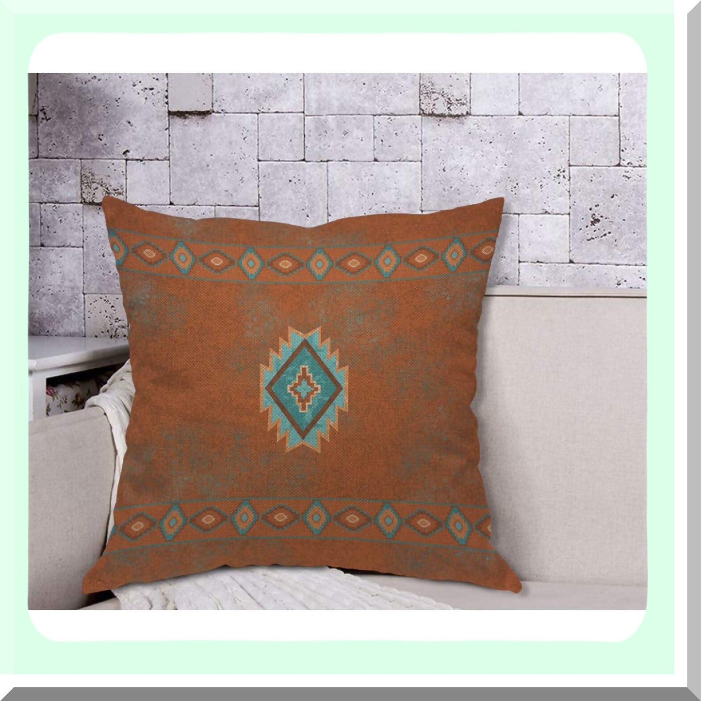 Canyon Diamond Tribal Throw Pillow - Vintage Zigzag Retro Marble Geometric Grain Cushion Cover for Home Decor - 18x18 Inch - Men Women Boy Girl Room