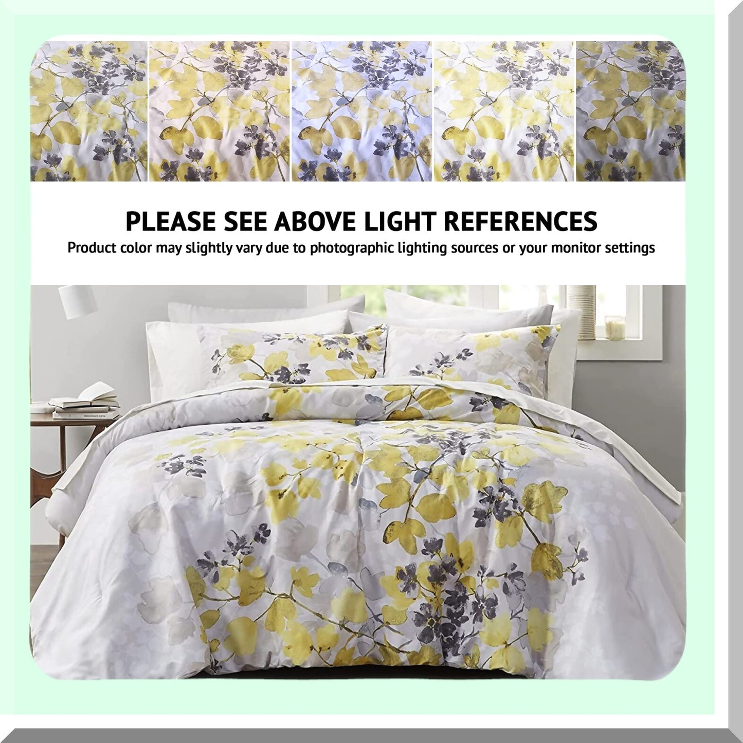 CozyLeaf Bedding Set - Trendy Casual Design Comforter with Complete Sheet Set, Side Pocket & Matching Shams - All Season Cover for Full Size Bed