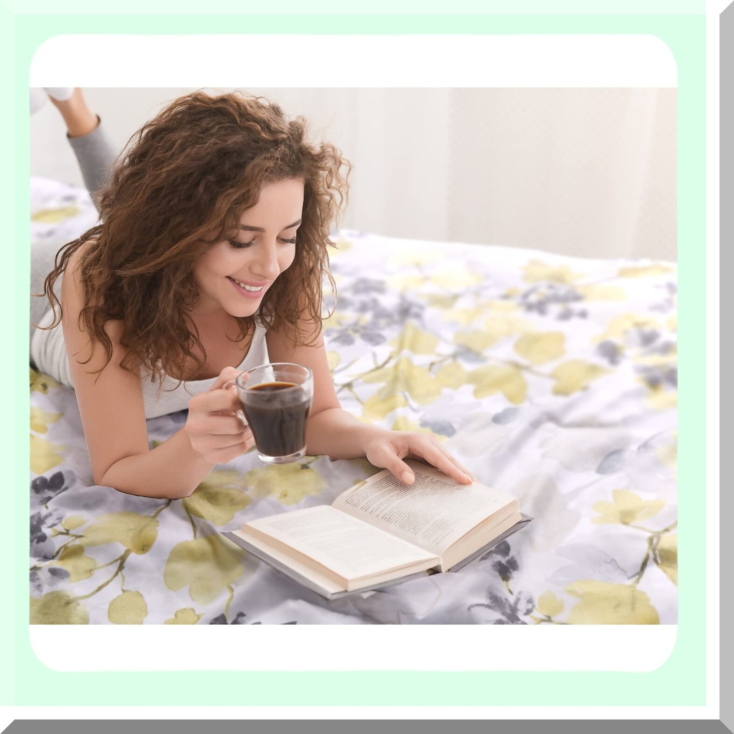 CozyLeaf Bedding Set - Trendy Casual Design Comforter with Complete Sheet Set, Side Pocket & Matching Shams - All Season Cover for Full Size Bed