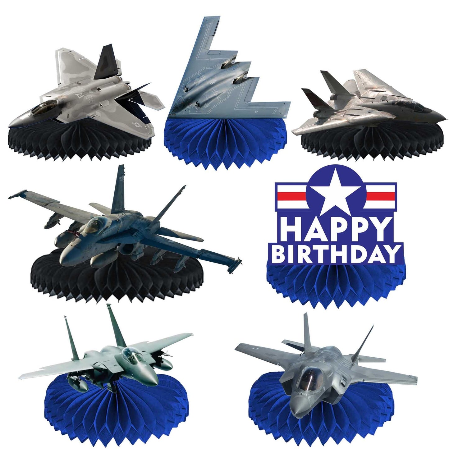 Sky High Celebration Centerpieces - Airplane Fighter Jet Theme Decor for Boys & Men Birthday Party & Baby Shower. Includes Photo Booth Props & Gifts!