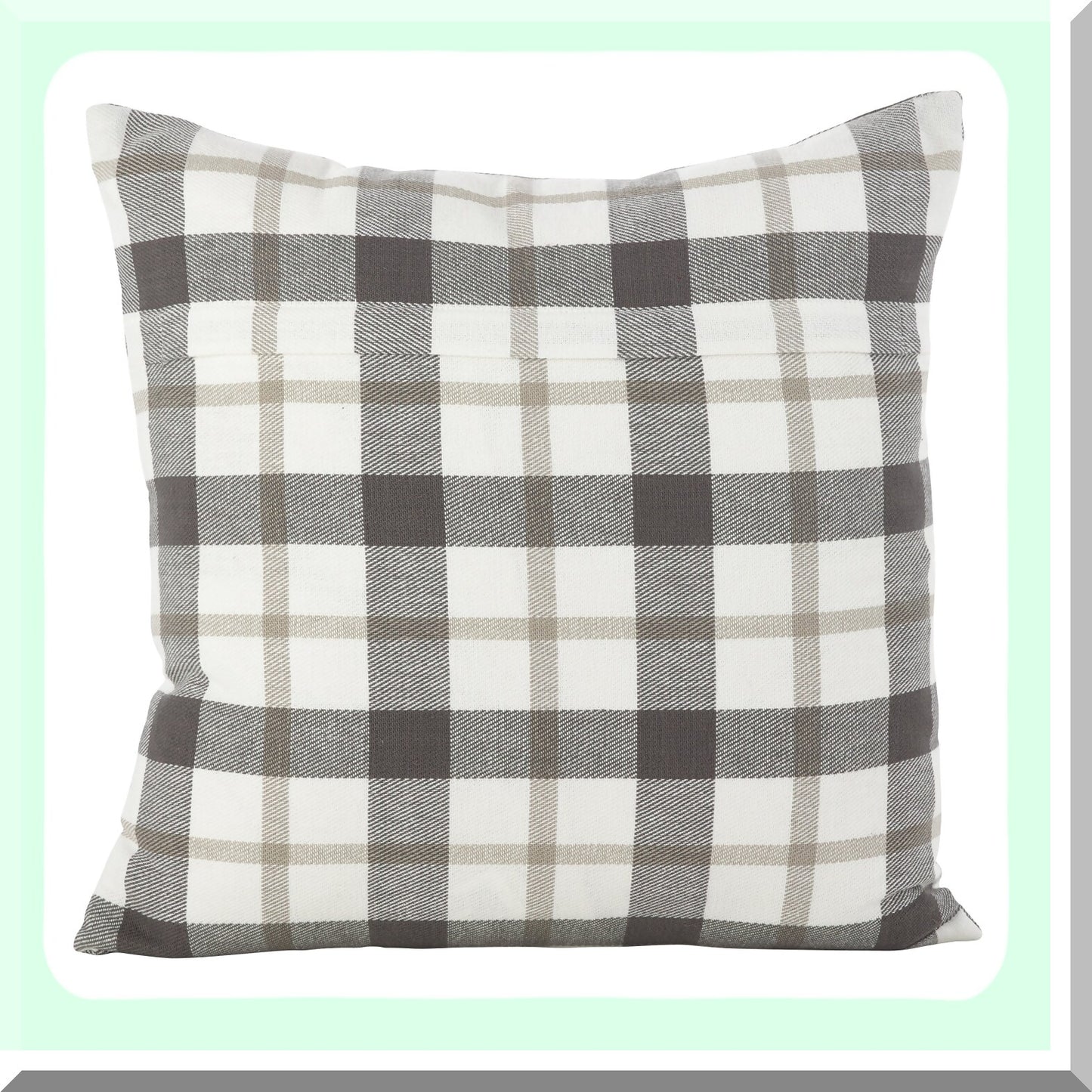 CozyClic Plaid Cotton Down Pillow - Grey - 20x20 - Soft & Stylish - Home Decor Accent - Comfy Cushion - Living Room Bedroom Sofa - Trendy Design