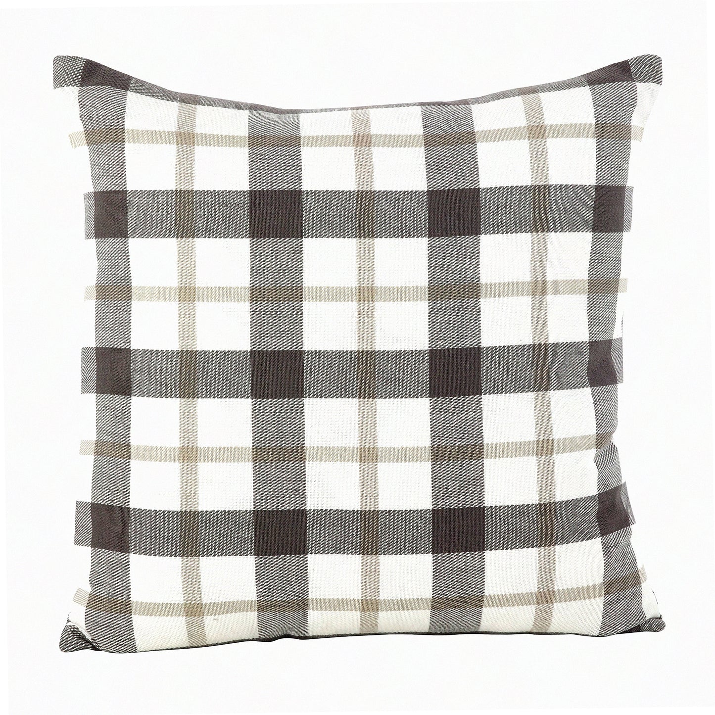 CozyClic Plaid Cotton Down Pillow - Grey - 20x20 - Soft & Stylish - Home Decor Accent - Comfy Cushion - Living Room Bedroom Sofa - Trendy Design