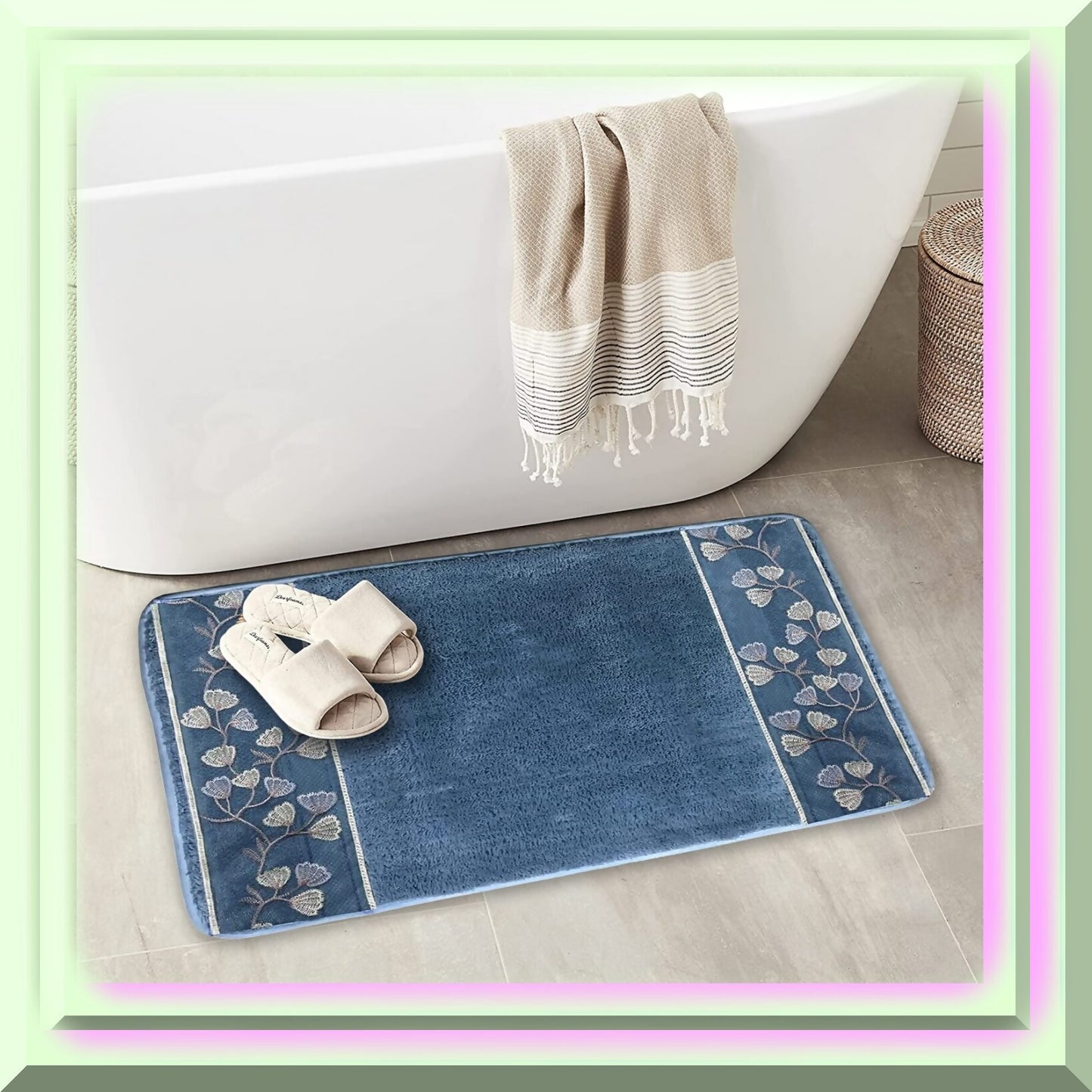 Capri Slate Blue Bathroom Rug