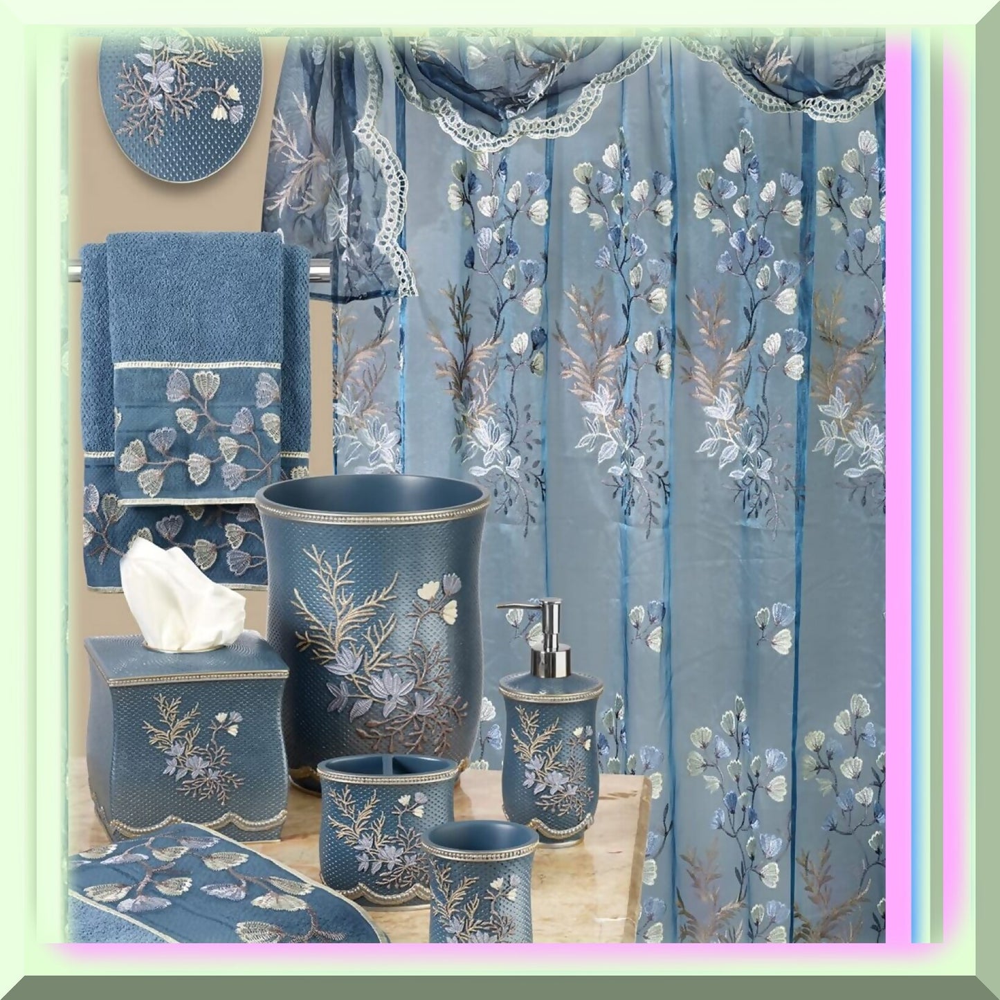 Capri Slate Blue Bathroom Rug