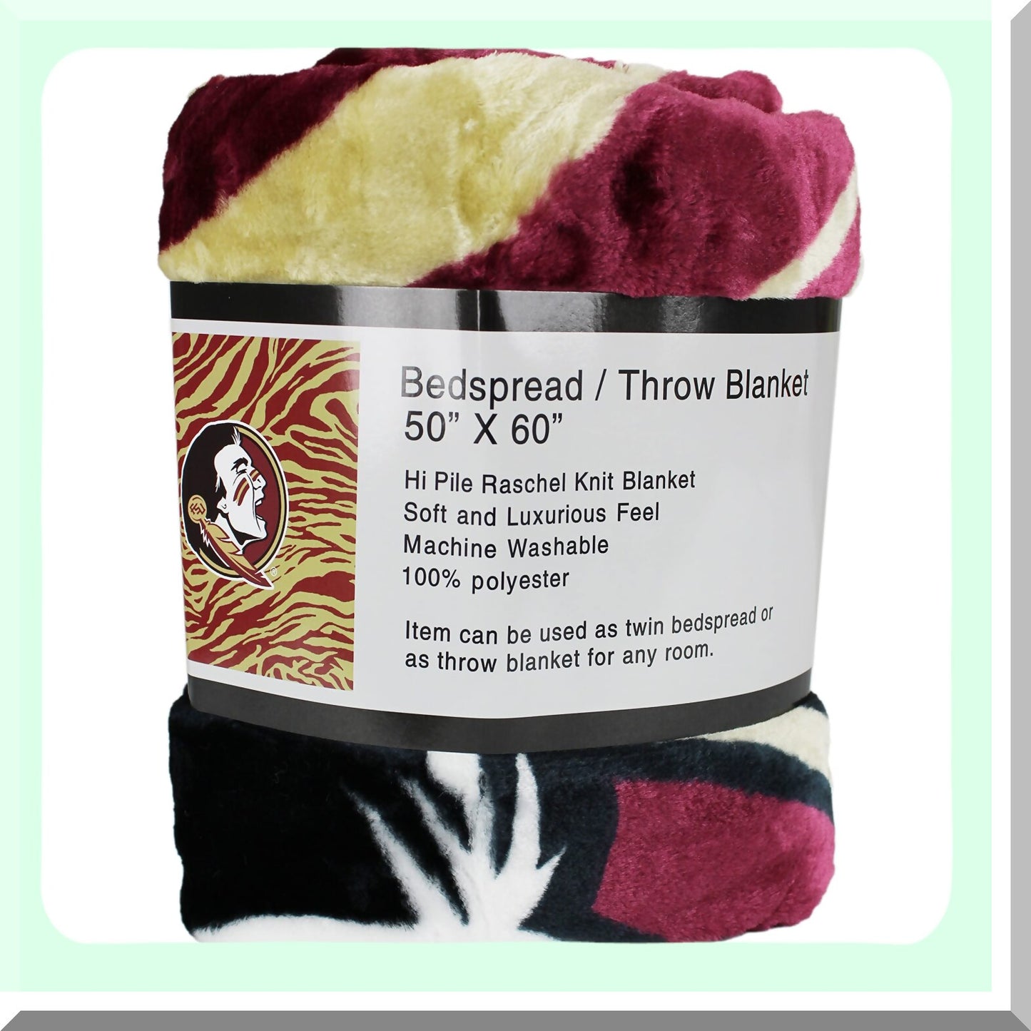 Florida State Seminoles Cozy Raschel Throw Blanket - 60x50 Inch Warmth