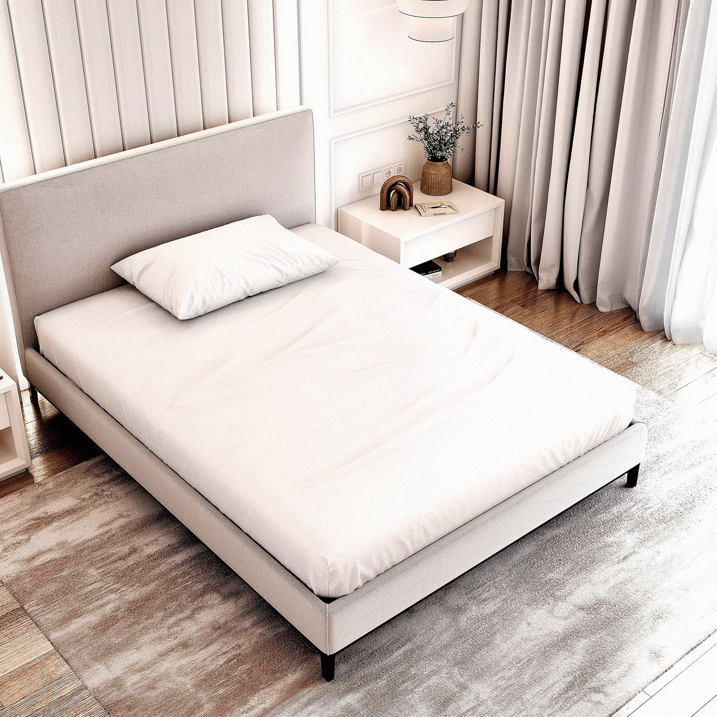 Cotton Jersey Full Size Fitted Sheet Set - 54 x 75 Inches - Soft & Cozy Bedding for Full Mattress - Breathable Fabric - Deep Pocket Design - Includes Pillowcase