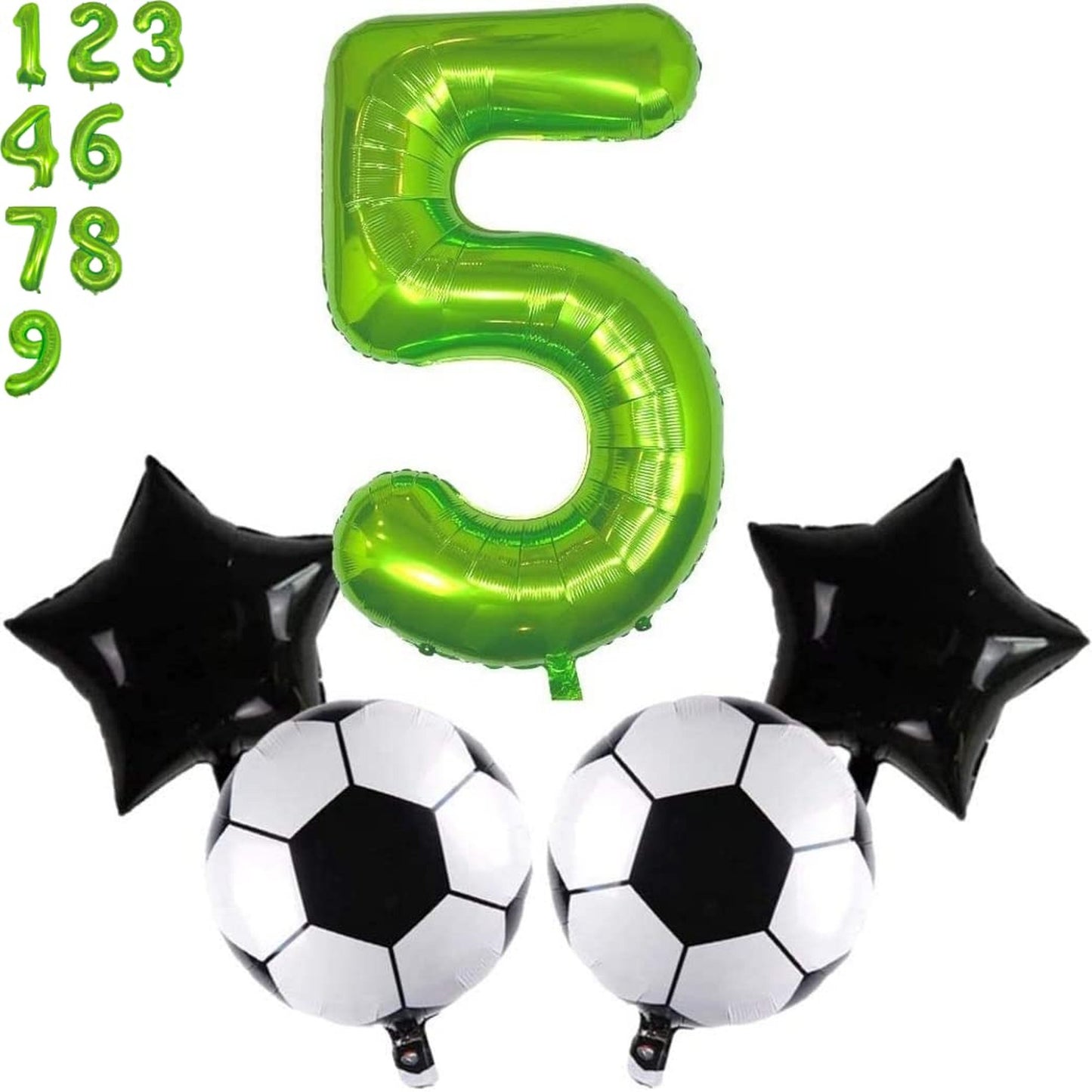 Soccer Party Decorations Set with Balloons for 5th Birthday