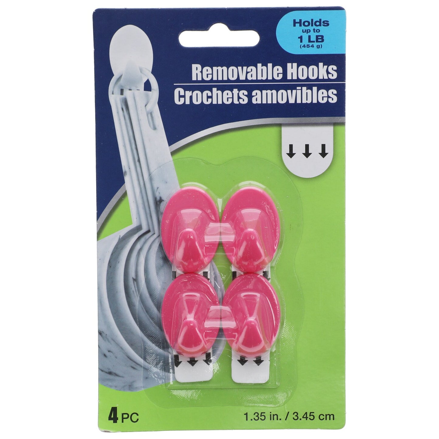 White Plastic Removable Wall Hooks, 1 lb. (Pack of 24)