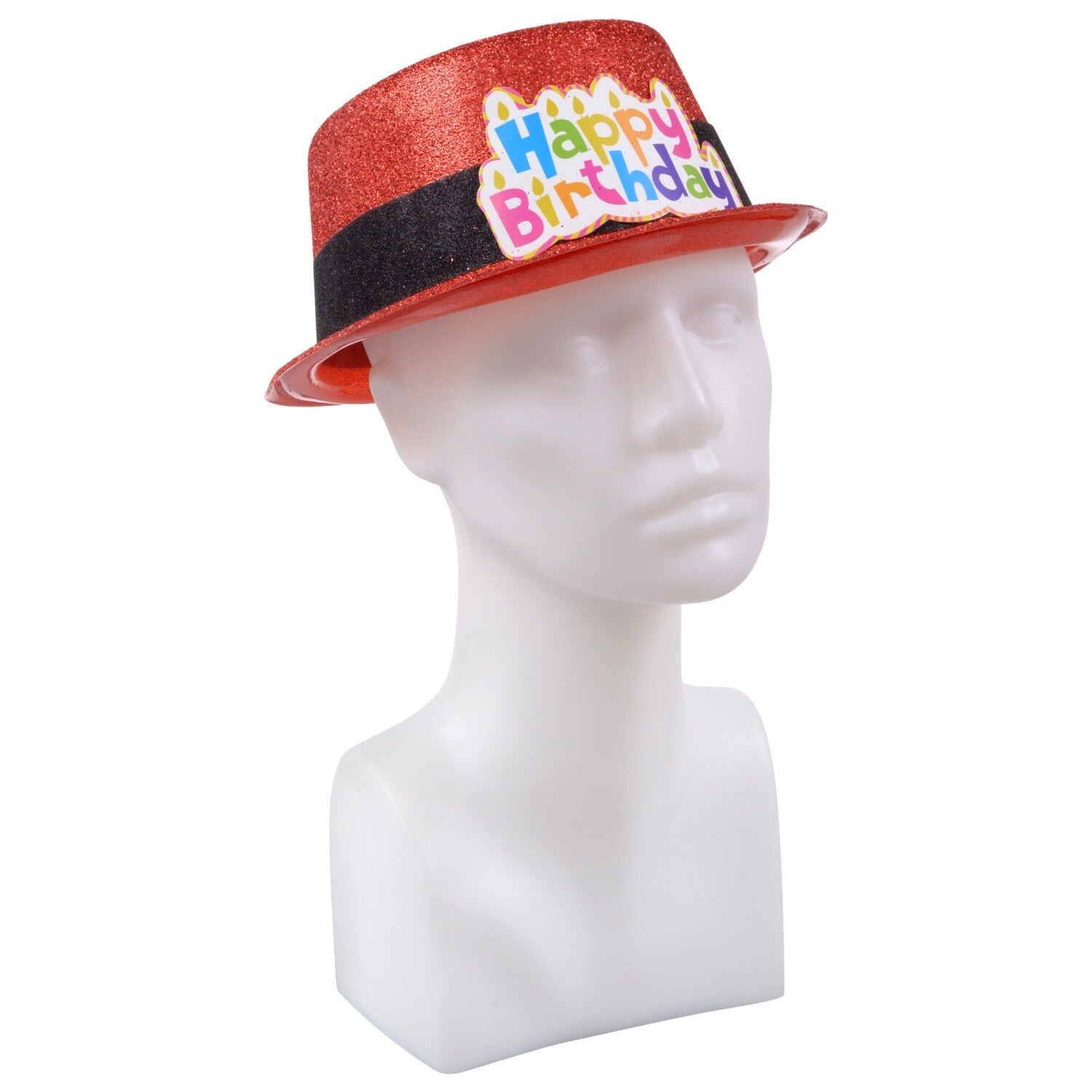 Fedora-Style Happy Birthday Glitter Party Hats, 10.375x4 in. (Pack of 36)