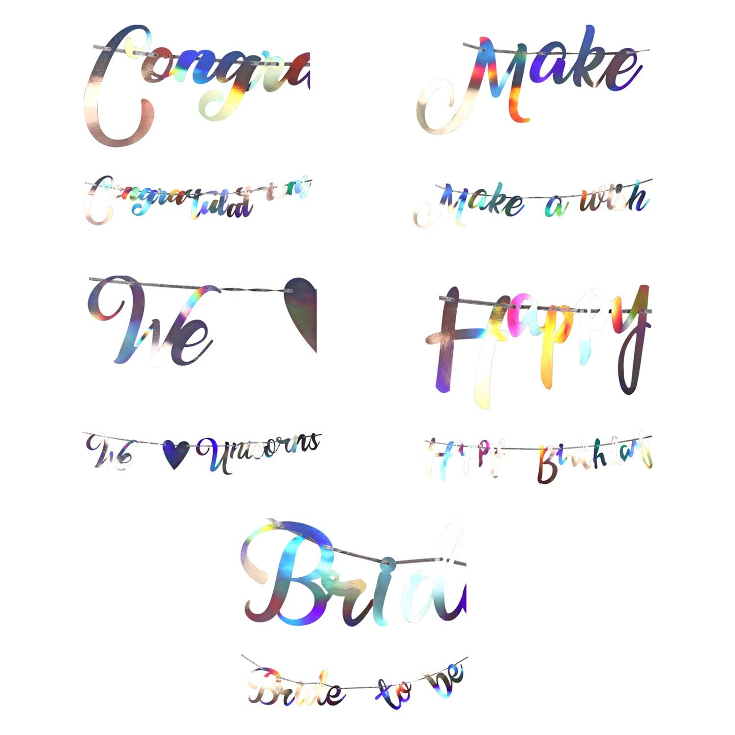 Iridescent Letter Banners, 7 ft. Strands (Pack of 36)