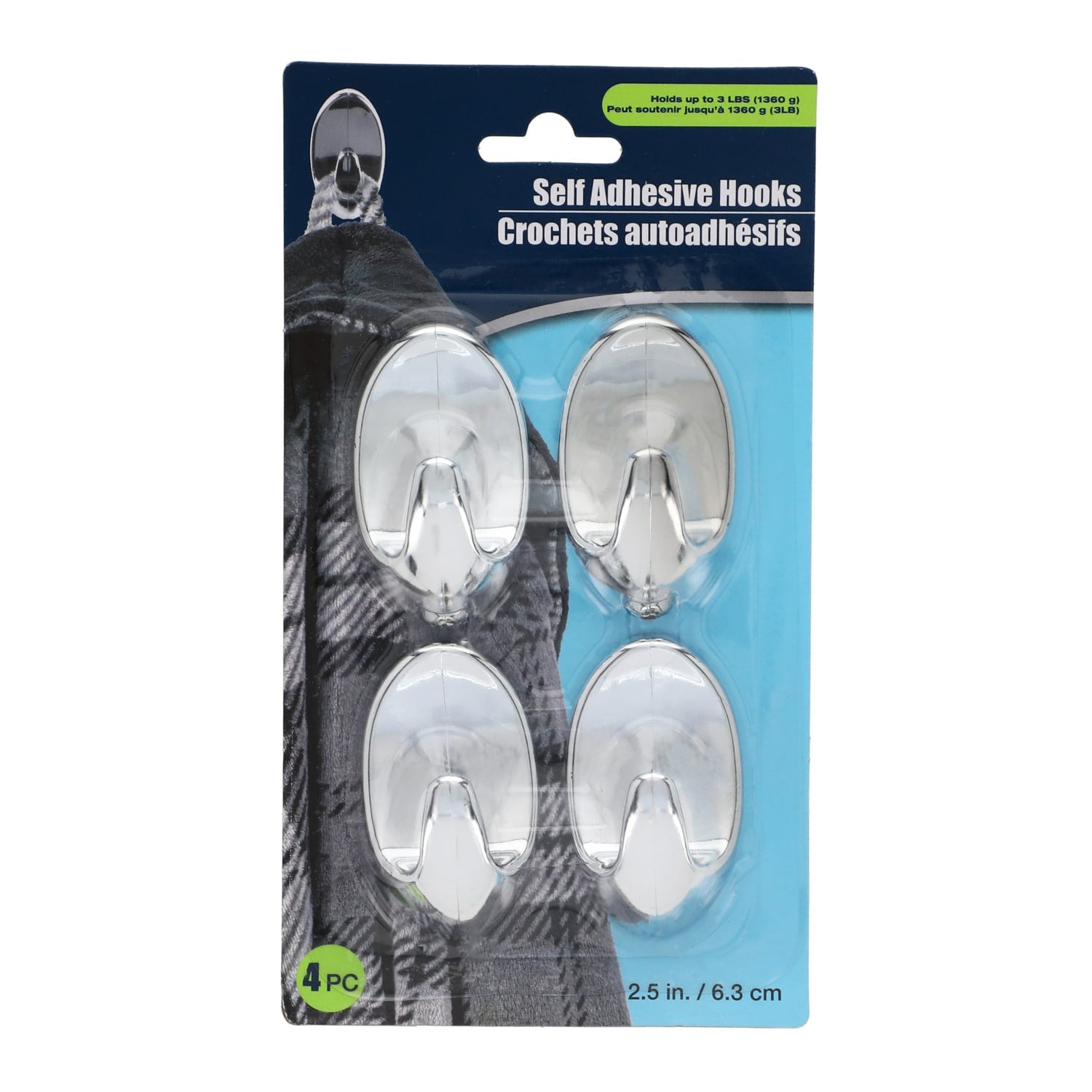 Self-Adhesive Plastic Hooks, 4-ct. Packs (Pack of 36)