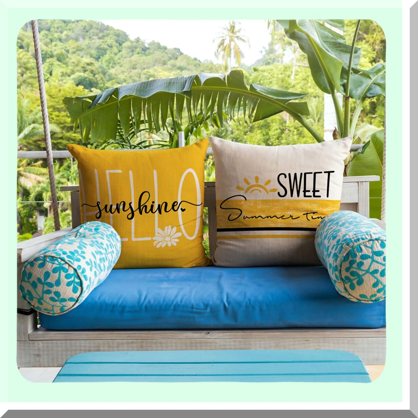 Sunshine Daisy Summer Pillow Covers - Set of 4, 18x18 Inch Outdoor Cushion Cases for Farmhouse Sofa, Home, Car, Couch. Sweet Summer Time Decor.