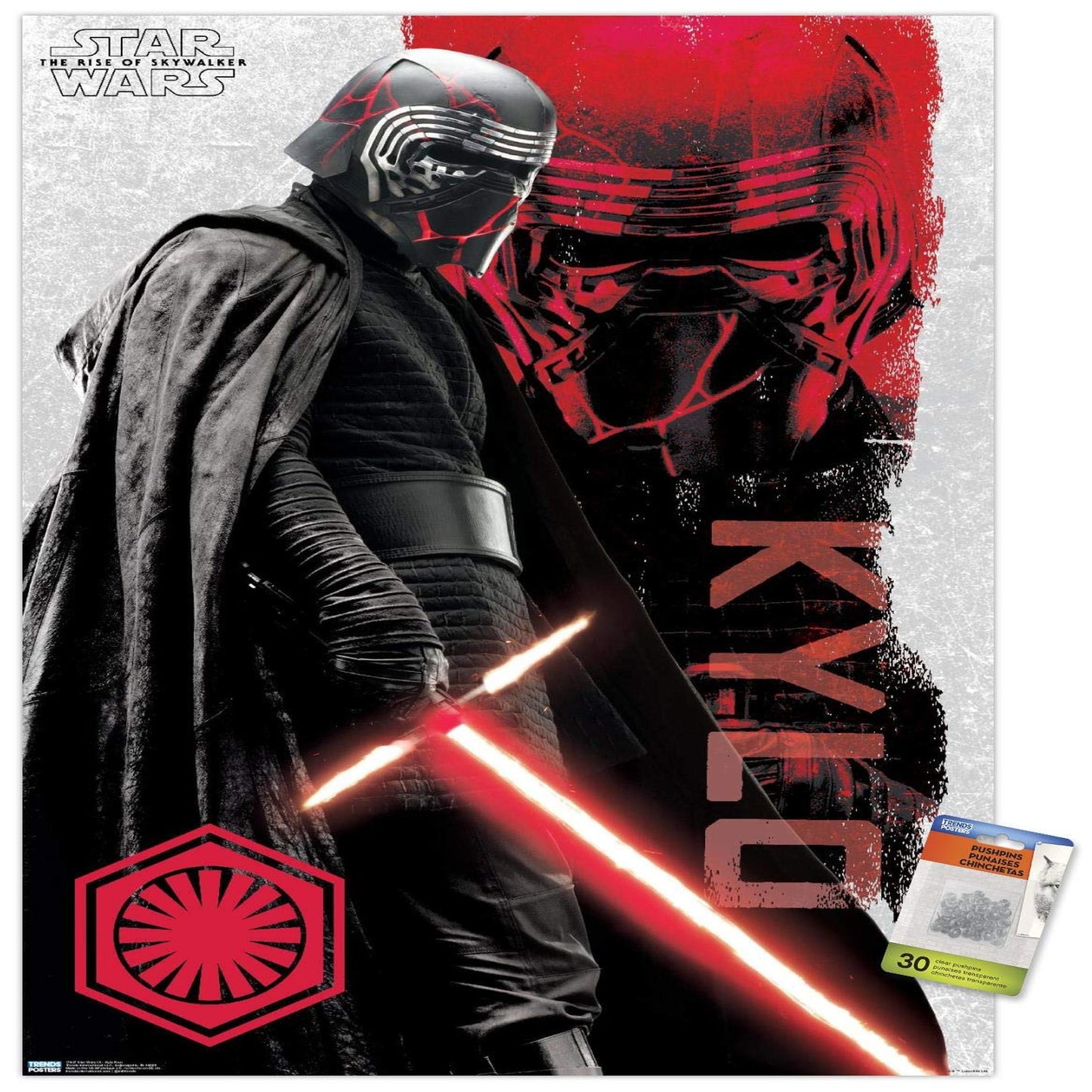 Skywalker Kylo Ren Wall Poster with Push Pins for Room Decor