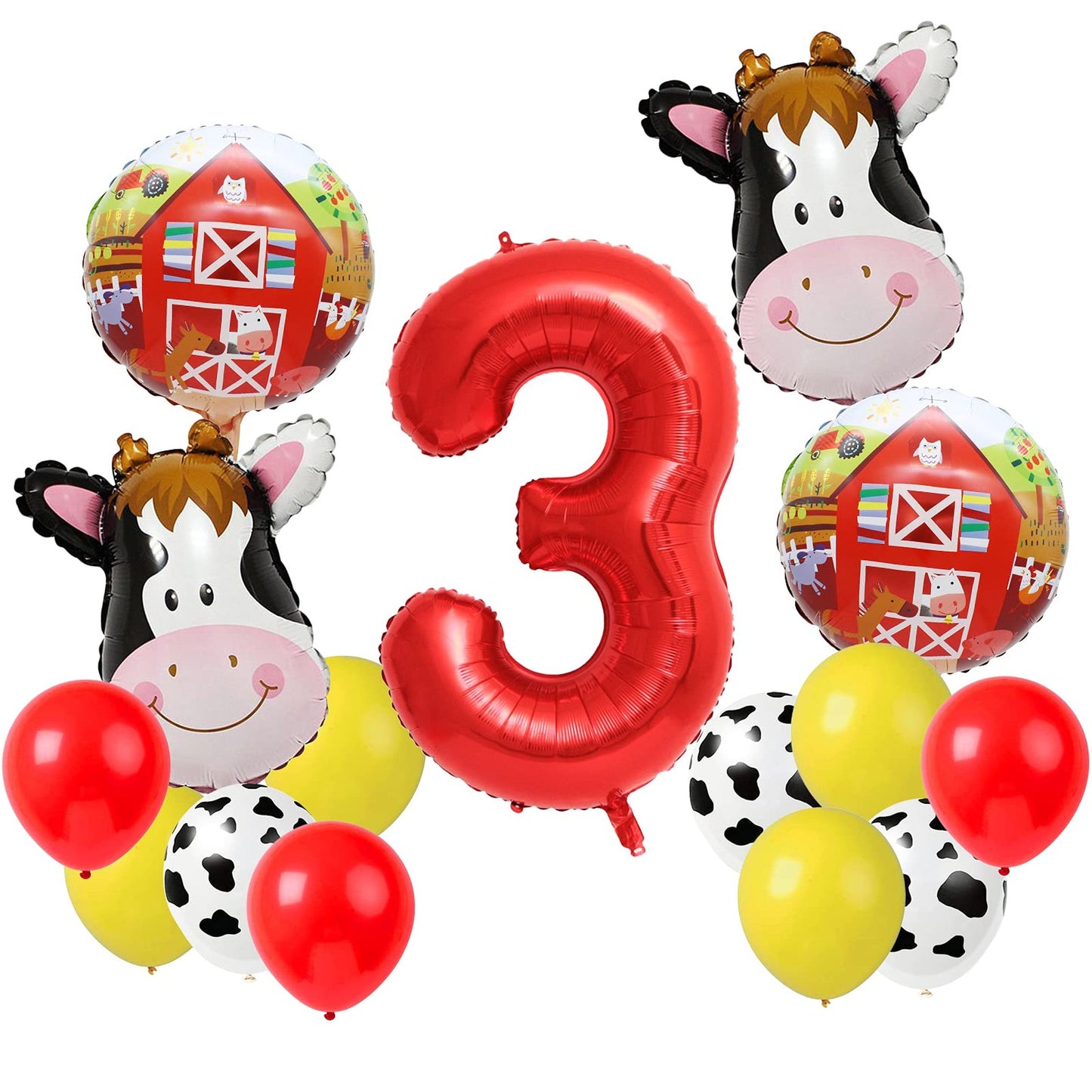 Farm 3rd Birthday Balloons Cow Print Barnyard Party Supplies