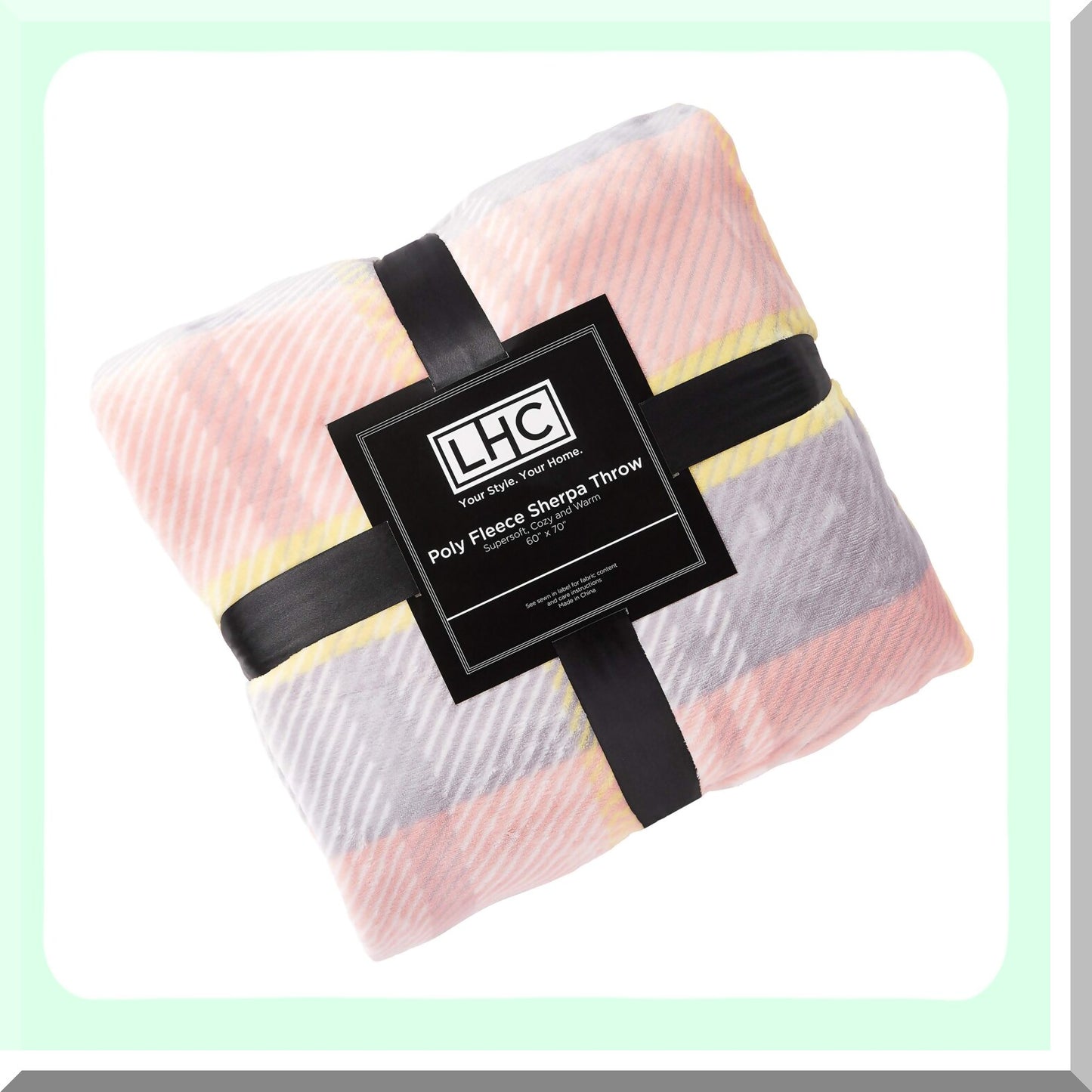 CozyBliss Oversized Plush Sherpa Fleece Throw - Breathable, Machine Washable, Modern Blush Plaid Blanket