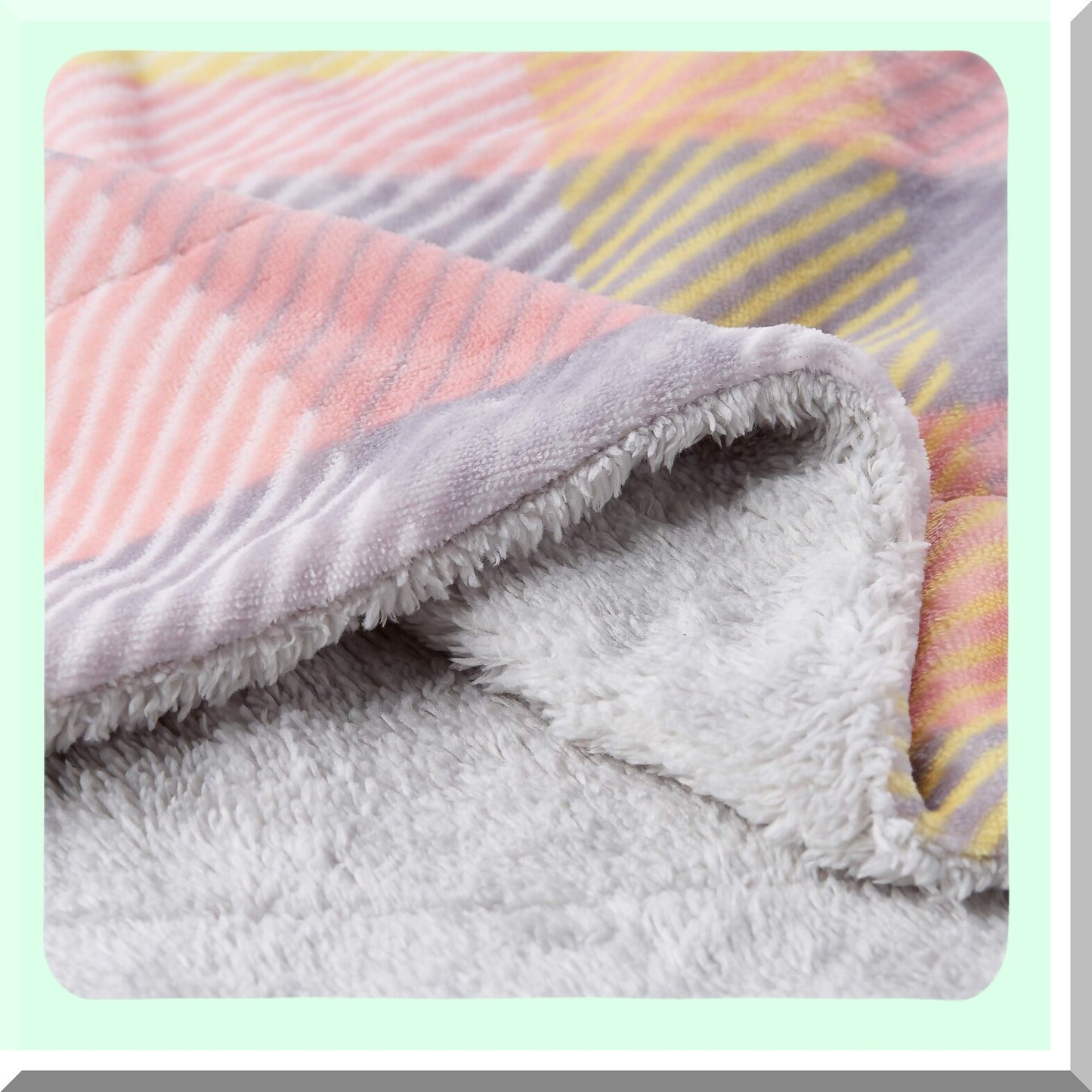 CozyBliss Oversized Plush Sherpa Fleece Throw - Breathable, Machine Washable, Modern Blush Plaid Blanket