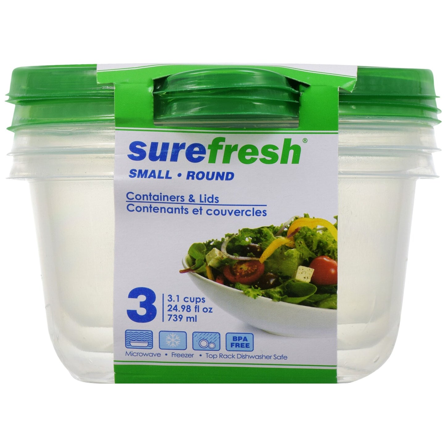 Sure Fresh Small Round Storage Containers with Lids, 3-ct. Packs (Pack of 24)