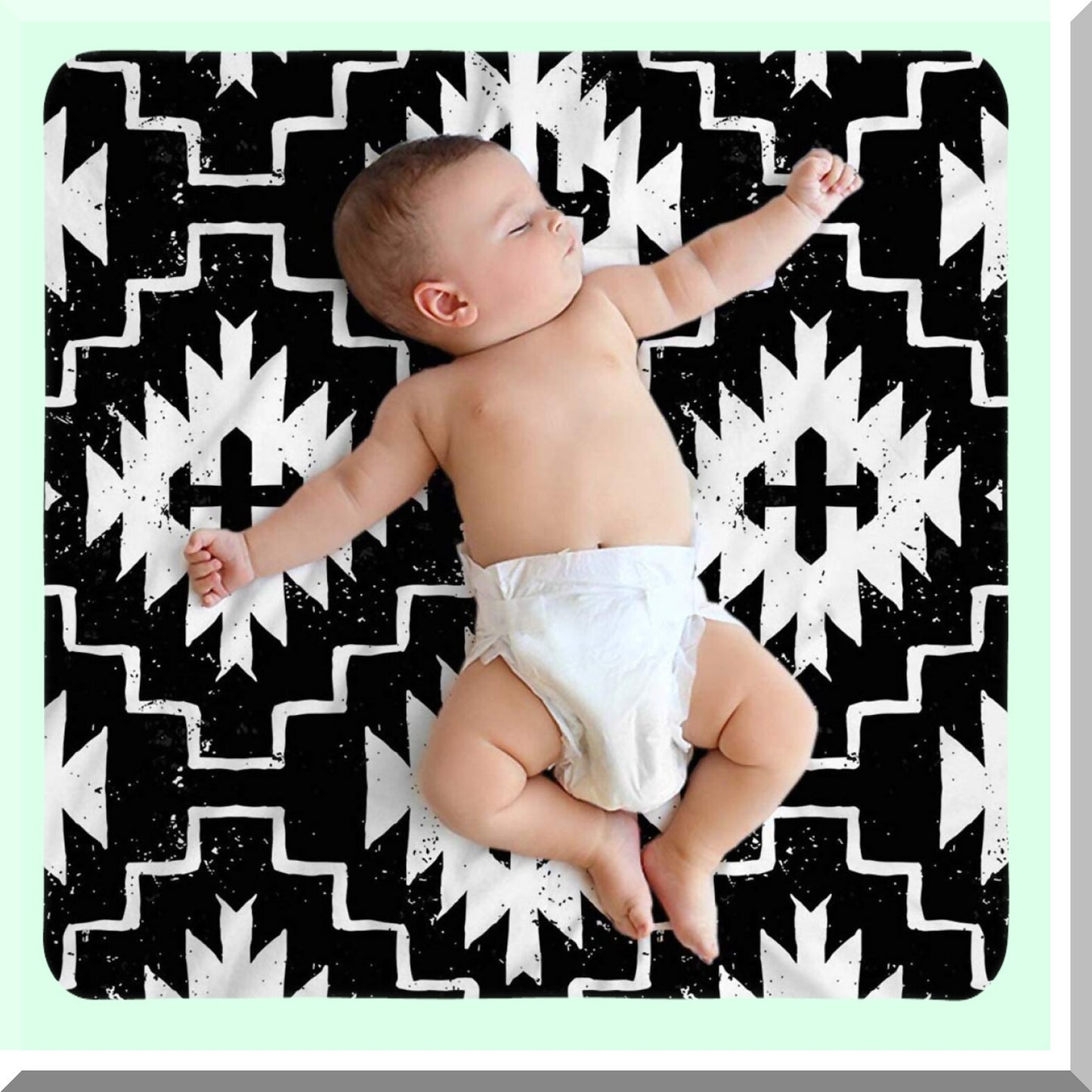 Ethnic Elegance: Black & White Cozy Flannel Throw Blanket - 40x50 Inch