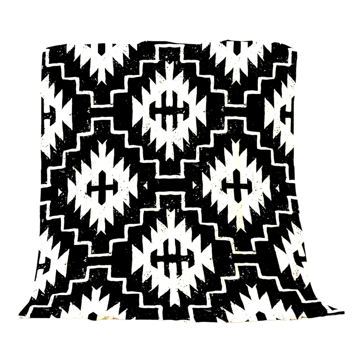 Ethnic Elegance: Black & White Cozy Flannel Throw Blanket - 40x50 Inch
