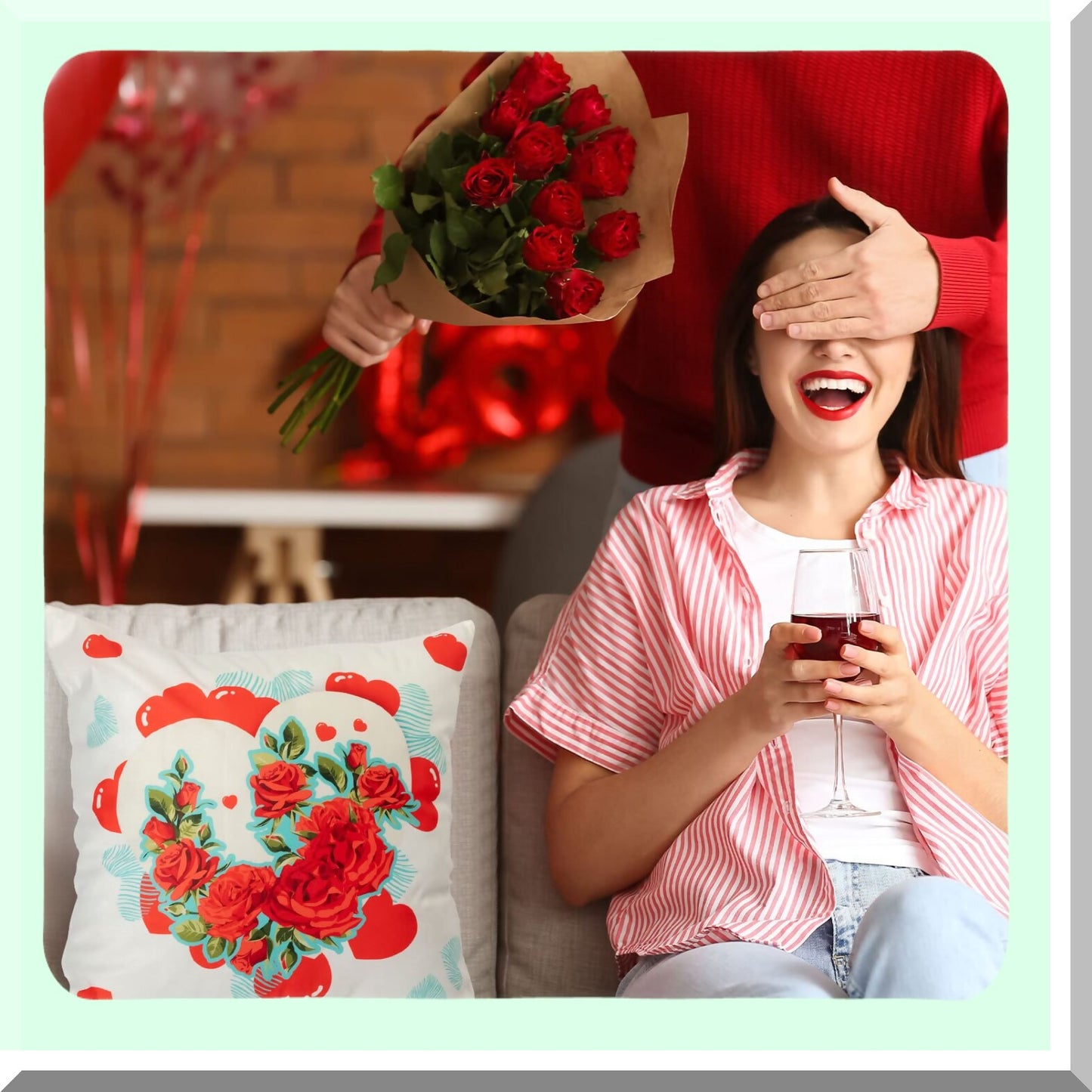 Heartfelt Love Pillow Covers Set - Romantic Valentine's Day Decorative Cushion Cases for Sofa Bed - 18 x 18 Inch Sweet Love Theme - Set of 8 Pieces