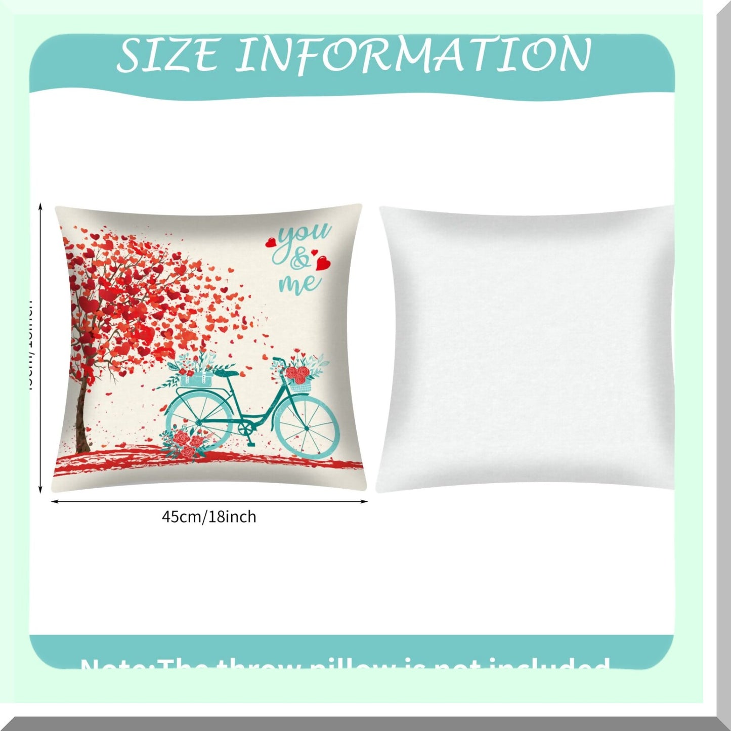 Heartfelt Love Pillow Covers Set - Romantic Valentine's Day Decorative Cushion Cases for Sofa Bed - 18 x 18 Inch Sweet Love Theme - Set of 8 Pieces