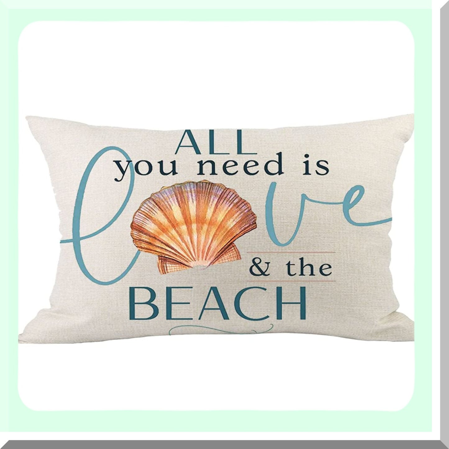 Love Beach Summer Home Decor Pillowcase - Cotton Linen Throw Pillow Cover - Rectangular 12 x 20 Inches