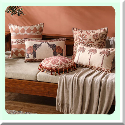 Floral Linen Soft Decorative Pillow Covers - Set of 4 Durable Cushion Cases for Couch, Bedroom, Car, Living Room - Cozy Home Décor