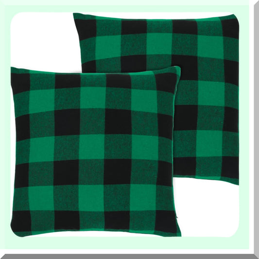 Buffalo Plaid St. Patrick's Day Pillow Covers - Set of 2 Green & Black Throw Cushion Cases - Farmhouse Decor for Sofa Couch - 20 x 20 Inches Cotton Cover
