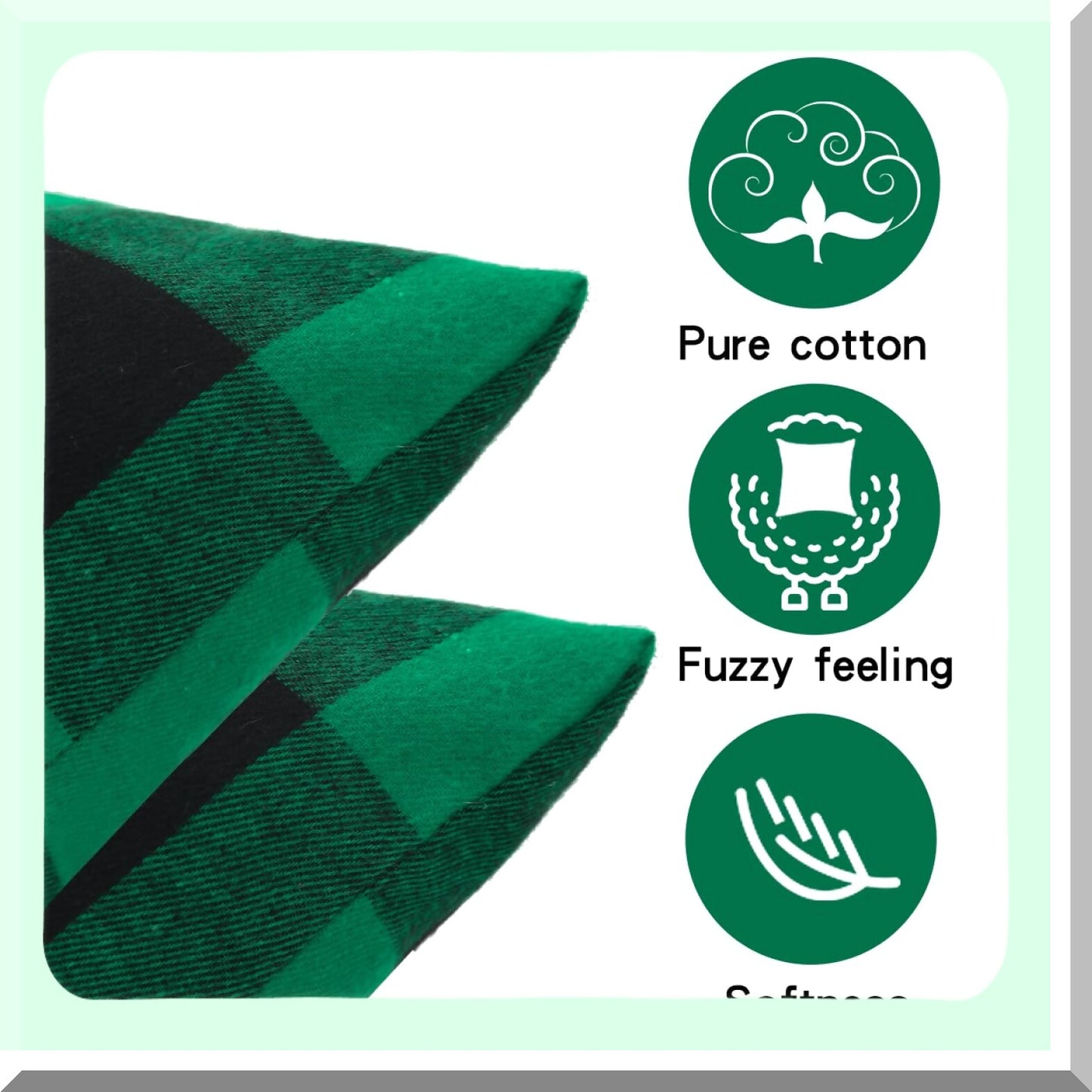 Buffalo Plaid St. Patrick's Day Pillow Covers - Set of 2 Green & Black Throw Cushion Cases - Farmhouse Decor for Sofa Couch - 20 x 20 Inches Cotton Cover