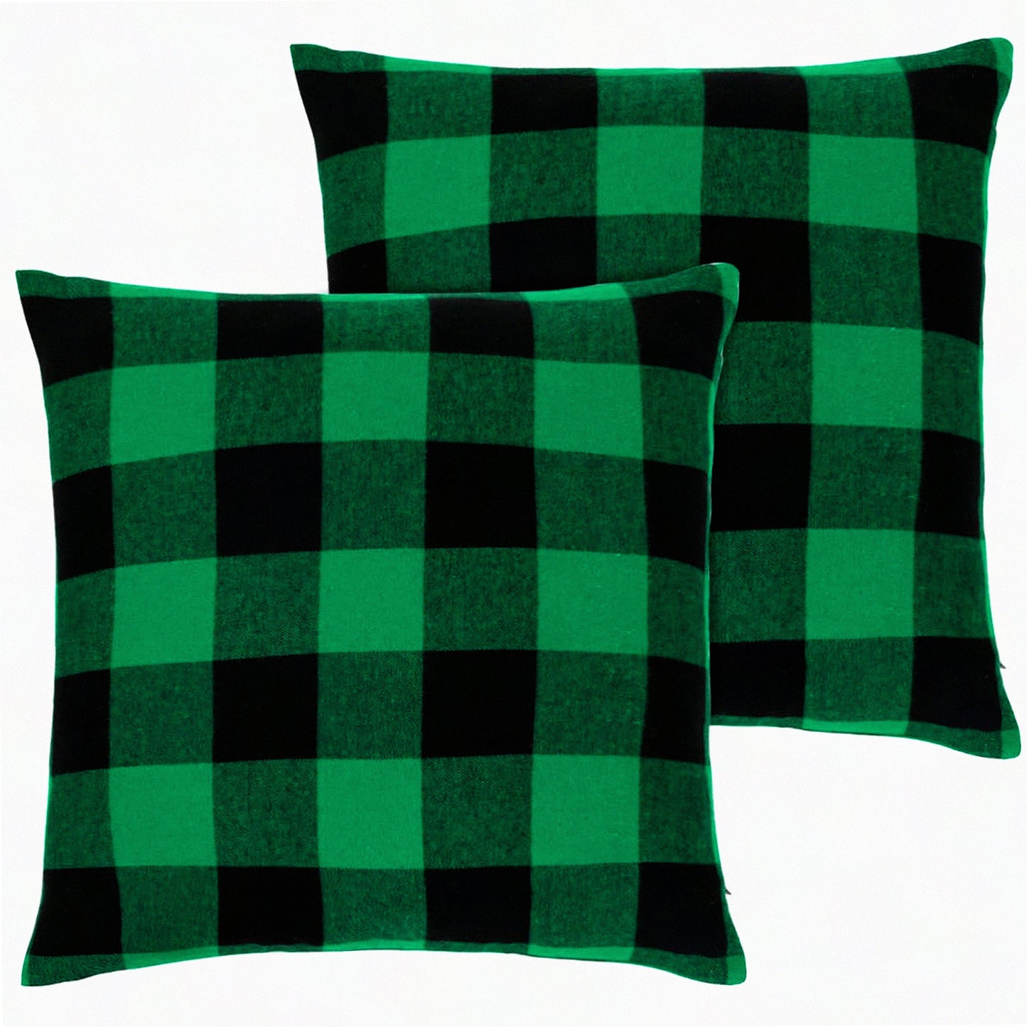 Buffalo Plaid St. Patrick's Day Pillow Covers - Set of 2 Green & Black Throw Cushion Cases - Farmhouse Decor for Sofa Couch - 20 x 20 Inches Cotton Cover
