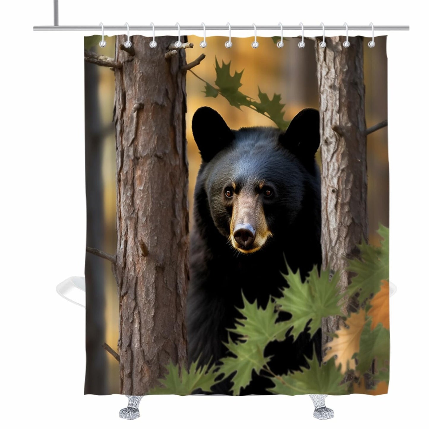Rustic Cabin Black Bear Shower Curtain 72x72 inches