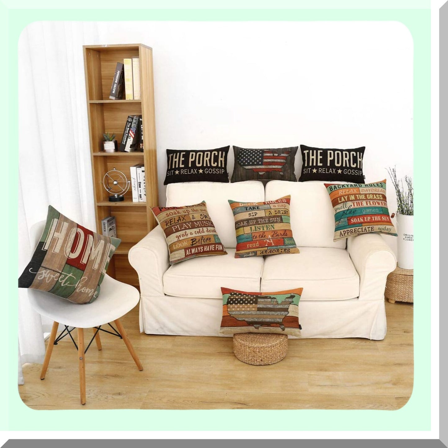 Poolside Plank Pillow Cover - 18x18 Inch Cotton Linen Cushion Case for Sofa Couch - Pool Rules Decorative Throw Pillow - PL506TR