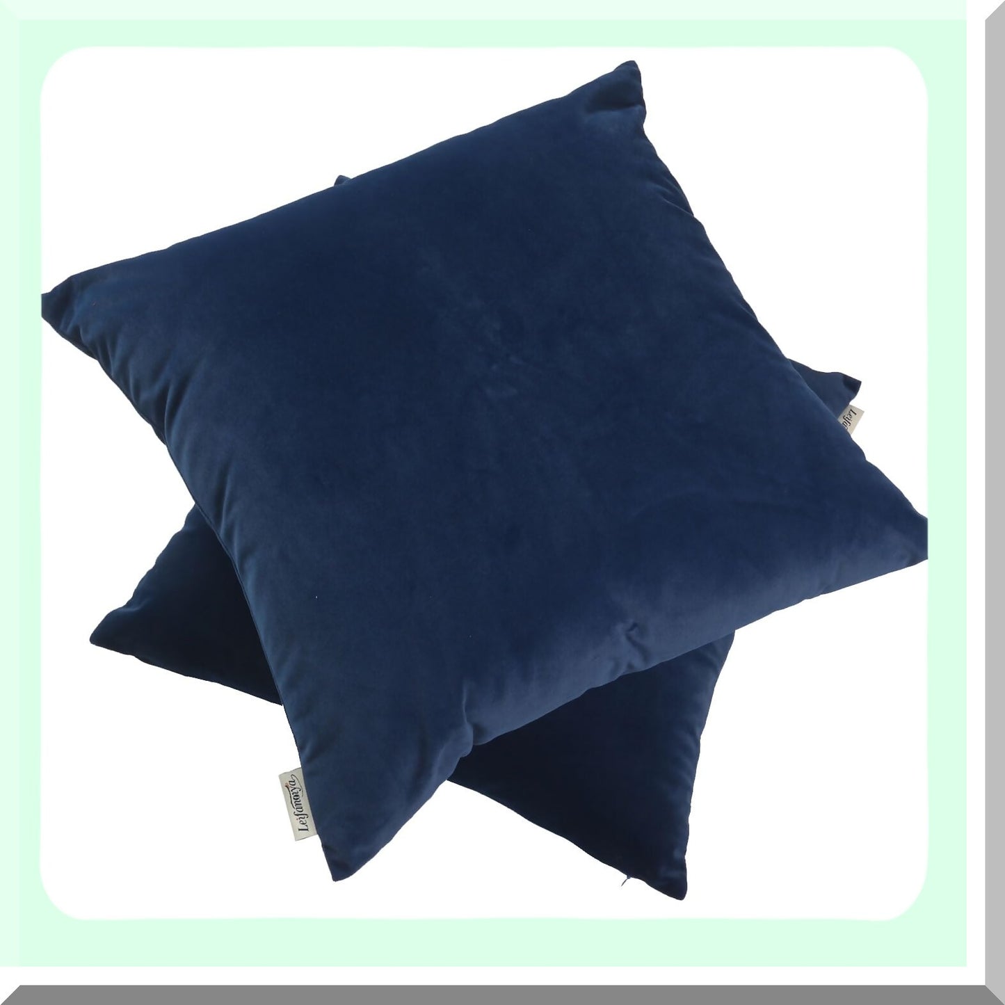 Luxury Velvet Navy Blue Pillowcase Set - Soft Square Throw Pillow Covers 20x20 Inches - Hidden Zipper Washable Cases for Couch, Bedroom, Sofa - Pack of 2