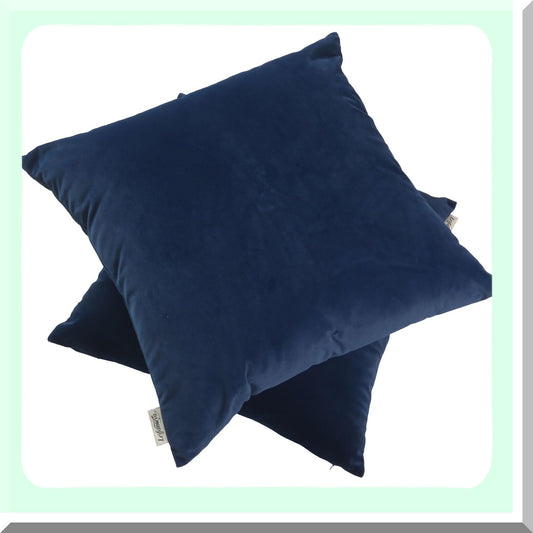 Luxury Velvet Navy Blue Pillowcase Set - Soft Square Throw Pillow Covers 20x20 Inches - Hidden Zipper Washable Cases for Couch, Bedroom, Sofa - Pack of 2