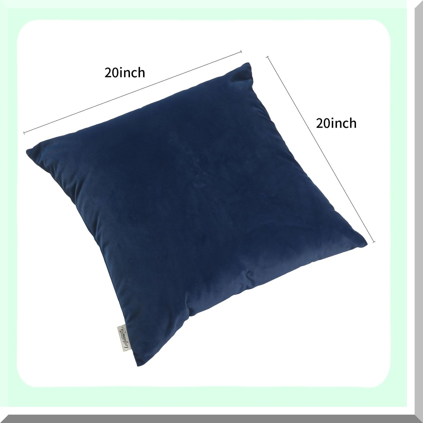 Luxury Velvet Navy Blue Pillowcase Set - Soft Square Throw Pillow Covers 20x20 Inches - Hidden Zipper Washable Cases for Couch, Bedroom, Sofa - Pack of 2