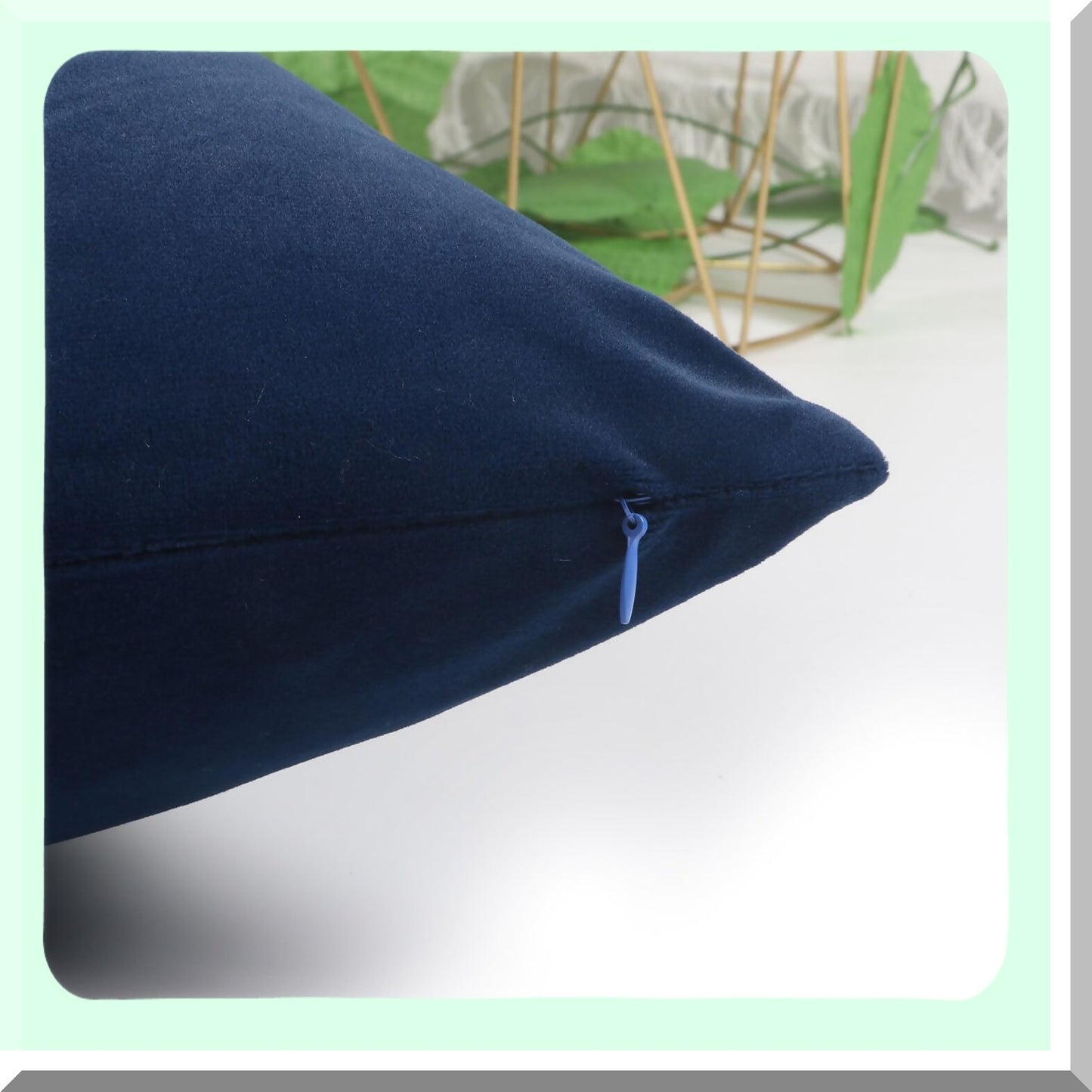 Luxury Velvet Navy Blue Pillowcase Set - Soft Square Throw Pillow Covers 20x20 Inches - Hidden Zipper Washable Cases for Couch, Bedroom, Sofa - Pack of 2