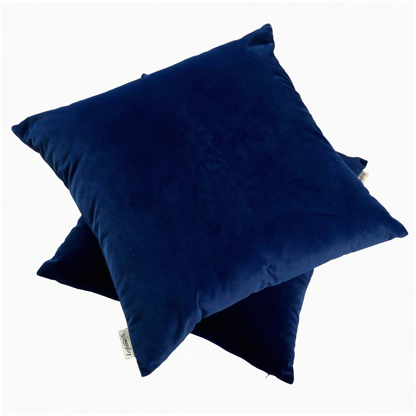 Luxury Velvet Navy Blue Pillowcase Set - Soft Square Throw Pillow Covers 20x20 Inches - Hidden Zipper Washable Cases for Couch, Bedroom, Sofa - Pack of 2