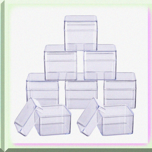 10 Pack Square Plastic Bead Storage Containers 2.2x2.2x2 Inches