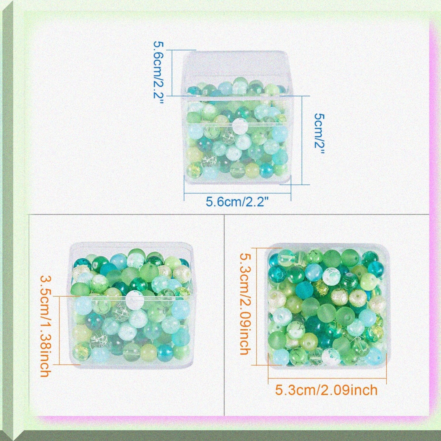 10 Pack Square Plastic Bead Storage Containers 2.2x2.2x2 Inches
