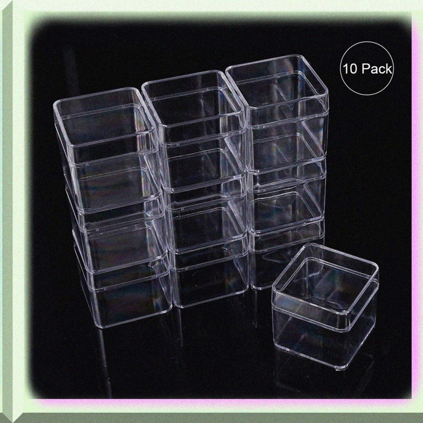10 Pack Square Plastic Bead Storage Containers 2.2x2.2x2 Inches