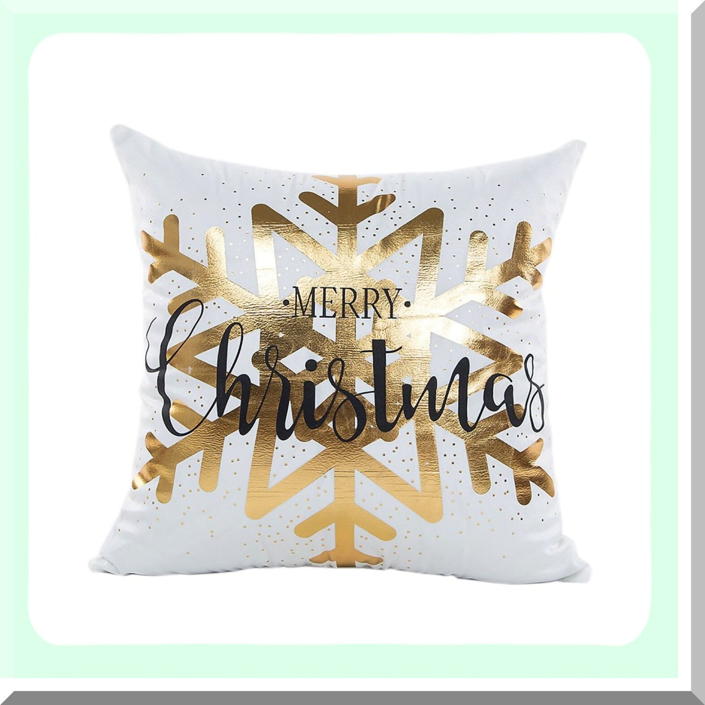 Gold Snowflake Merry Pillow Covers - 4 Pack 18x18 Inch Decorative Sofa Throw Cushion Cases with Stamping Print, Polyester Fabric
