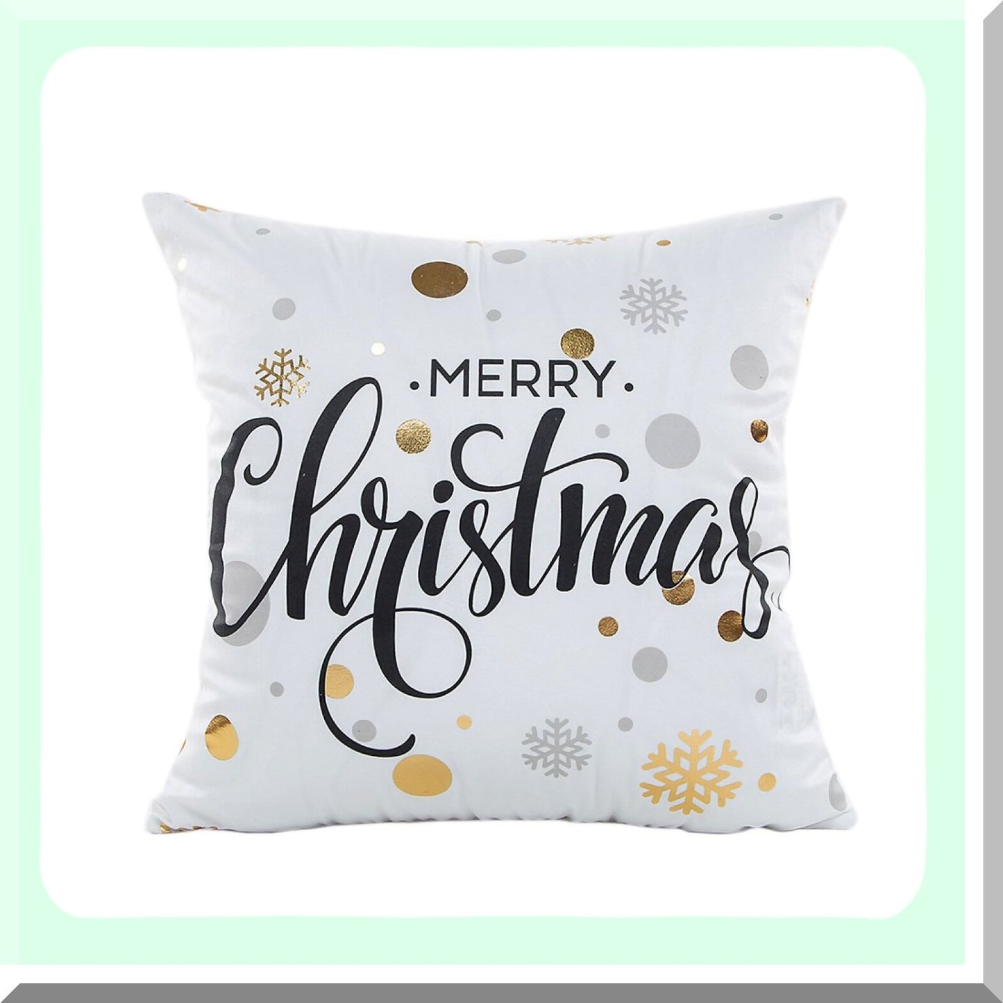 Gold Snowflake Merry Pillow Covers - 4 Pack 18x18 Inch Decorative Sofa Throw Cushion Cases with Stamping Print, Polyester Fabric
