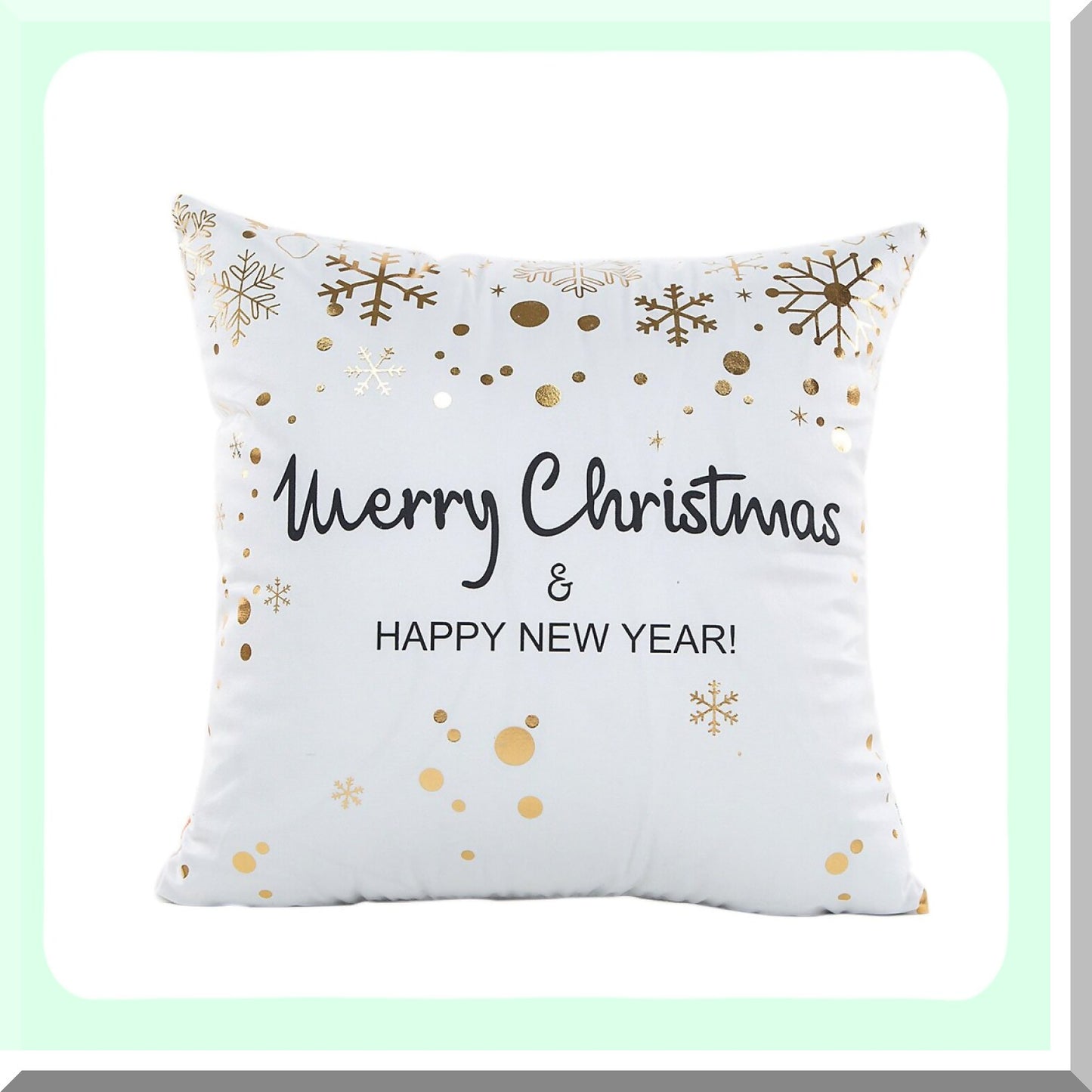 Gold Snowflake Merry Pillow Covers - 4 Pack 18x18 Inch Decorative Sofa Throw Cushion Cases with Stamping Print, Polyester Fabric