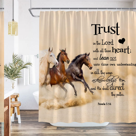 Horse Shower Curtain Farm Animal Quote 70x70 Inch
